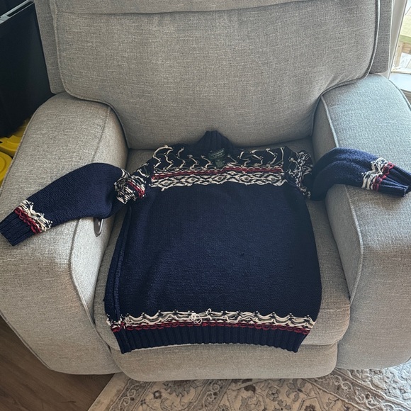 Lauren Ralph Lauren Navy Turtleneck Sweater with Ski Design linen cotton blend M - Picture 13 of 15